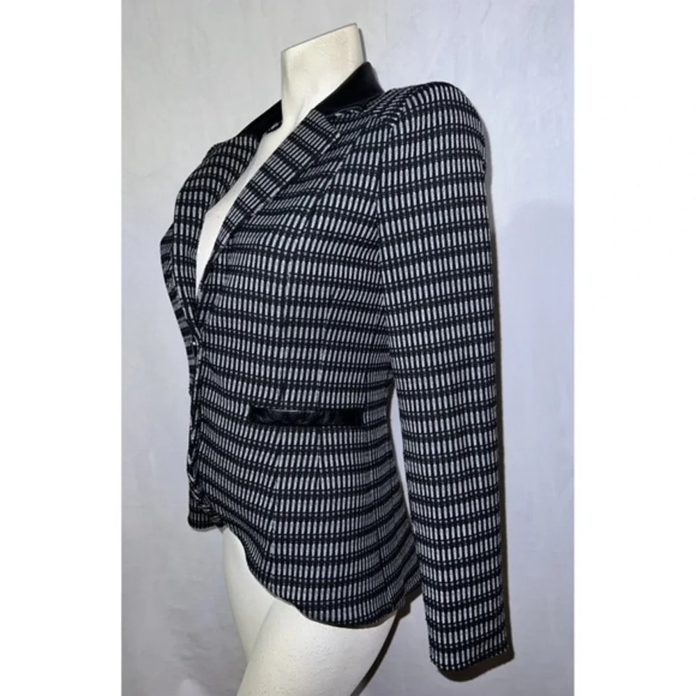 Nanette Lepore Jacket Women's Size 4 Blue Black Geometric Career 1-Button Blazer